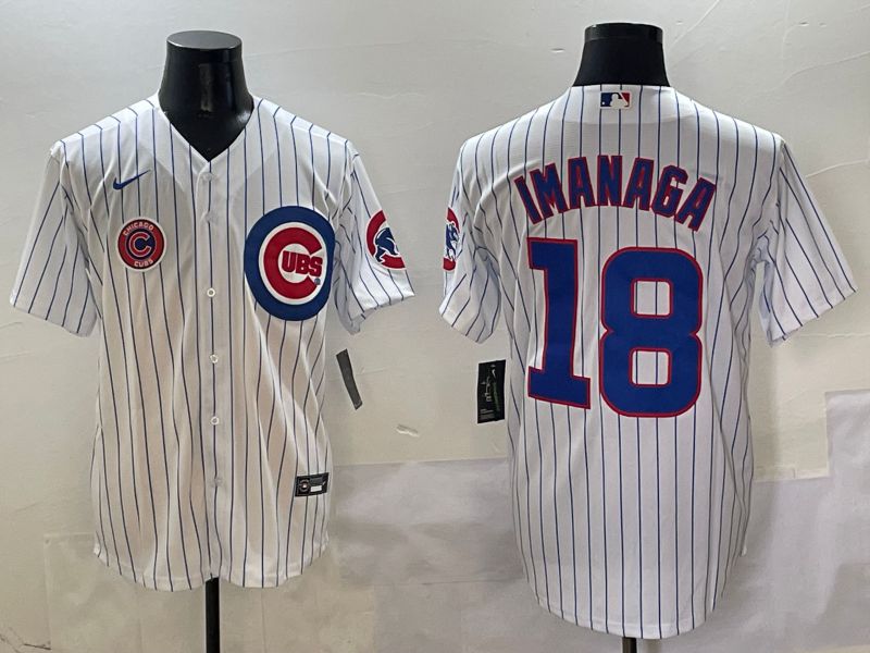 Men Chicago Cubs #18 Imanaga White Stripe Game Nike 2025 MLB Jersey style 7